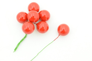 Red Artificial Berry pick, 20MM (lot of 12 bunches) SALE ITEM